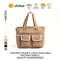 Sac fourre-tout matelassé personnalisé en couleur unie, grande capacité 20L, compartiment pour ordinateur portable 15,6 pouces, sangle de bagage, multi-poches, sac quotidien pour femme