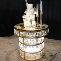 Meubles de mariage, table à gâteau d'hôtel, base en acrylique blanc cristal, décoration pour événements et fêtes de mariage