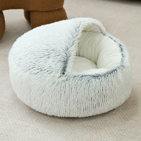 Lit pour animaux de compagnie semi-fermé, amovible, lavable, de couleur unie, maison pour chat, nid pour animaux de compagnie, lit pour chien