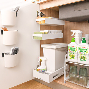 Carbon Steel Wall-mounted Storage Rack Kitchen Corner Gap Spices Shelf Cabinet Under Sink Organizer Drawer Space Saving Holder