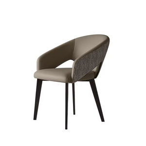Modern Light Luxury Metal Leg <b>Dining</b> <b>Chair</b> With Curved Cutout Backrest For Hotel Lobby Apartment Restaurant Living Room - Product Image 4