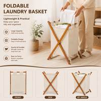 Panier à linge en bambou naturel chariot de tri panier à linge portable pliable rangement