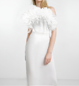 Robe longue élégante blanche en satin, taille empire, coupe ajustée, anti-statique, pour soirées, mariages et événements familiaux - Product Image 5