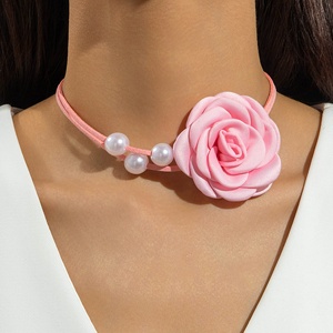 Collier de fleurs rouge, série Saint-Valentin, pendentif fleur perle, chaîne de <span class=keywords><strong>cou</strong></span>, vente en gros N8000135 - Product Image 3