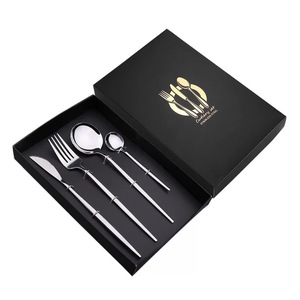Ensemble de <span class=keywords><strong>couverts</strong></span> de mariage en acier inoxydable, 4 pièces en or noir avec boîte cadeau - Product Image 6