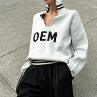 Pull-over élégant pour femme avec logo personnalisé, col en V, style décontracté, sexy, automne-hiver, manches longues, hauts décontractés