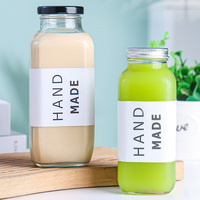 Bouteille de jus en verre vide carrée française de 16oz pour stocker la bière froide maison, le café, les Smoothies, bouteille d'emballage de lait
