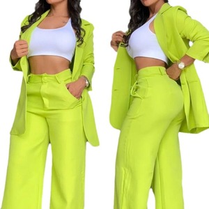 Conjunto de Traje de Color Rosa Sólido para Mujer con Chaqueta de Solapa y Pantalones de Pierna Recta Tallas SMLXLXXLXXXL Casual Elegante para el Trabajo - Product Image 5