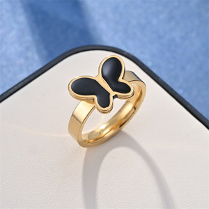 Anillo de acero inoxidable con diseño de mariposa y ojo de diablo, anillo de reloj, joyería unisex, regalo, anillo de moda en oro amarillo para mujeres y hombres - Product Image 2