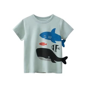Nouveau T-shirt d'été léger à manches courtes en coton imprimé compressé à col rond pour bébés garçons, motif dessin animé - Product Image 5