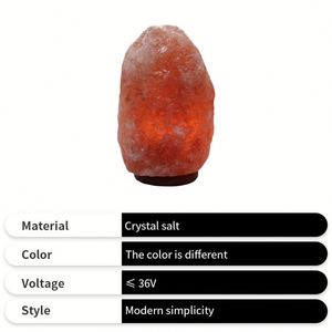 Lámpara de Sal Rosa del Himalaya 2025, Cristal Natural, Luz Nocturna para Dormitorio con Base de Madera - Product Image 3