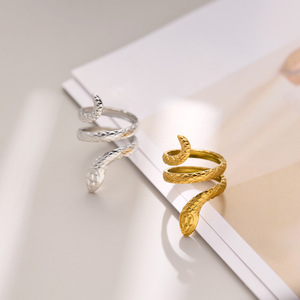 Anello a <span class=keywords><strong>Serpente</strong></span> in Acciaio Inossidabile per Donne, Fascia Regolabile a Forma di <span class=keywords><strong>Serpente</strong></span>, Gioiello Unico e Distintivo, Idea Regalo - Product Image 3