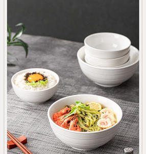 Ciotola in Ceramica Bianca con Texture Rigata per Riso, Frutta, Insalata, Dessert e Cena, per Casa e Ristorante - Product Image 6