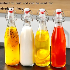 Bouteille en verre transparente avec bouchon à bascule de 500 ml, 750 ml, 1 L pour bière, jus, kombucha – Vente en gros, échantillon gratuit - Product Image 5