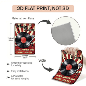 Donde las palabras no llegan, la música lo hace: Letreros de metal retro para decoración de pared de bares y pubs - Product Image 2