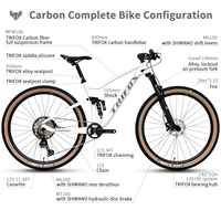 Vélo de montagne à suspension intégrale en carbone 29 MFM100 pour DEORE M6100 12 vitesses, frein à disque hydraulique MT200, blocage 140 mm