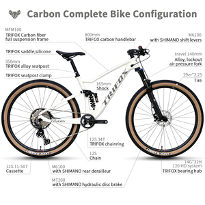 Vélo de montagne à suspension intégrale en carbone 29 MFM100 pour DEORE M6100 12 vitesses, frein à disque hydraulique MT200, blocage 140 mm - Product Image 3