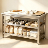 Table de travail de cuisine commerciale de 800 mm en acier inoxydable brossé, comptoir en acier inoxydable pour boucherie