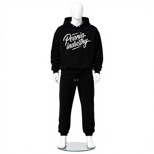 Sudadera con Capucha Negra Personalizada con Logotipo, Bolsillo Frontal, Tejido Holgado de Invierno, 370g, Resistente al Viento, Estilo Urbano para Hombre - Product Image 1