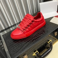 Chaussures de sport basses pour hommes Paris Trendy, style décontracté et professionnel, en cuir plissé noir, blanc, rouge, classiques pour Martin