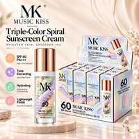 Base de Teint Multi-Éclaircissante Triple Couleur Crème Spirale SPF60 PA+++ Protection UV Améliore l'Adhérence du Fond de Teint Naturel
