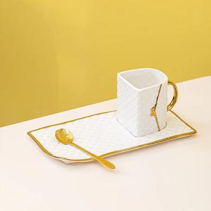 Tasse à sac à main en céramique de style luxe avec plateau à pain Tasse à café créative <span class=keywords><strong>Sauser</strong></span> et cuillère Coffret cadeau - Product Image 4