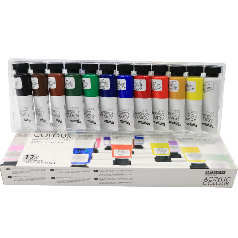 Bview Art 12 Colors Professional Flexible Permanent Art Painting Acrylic Paint Tubes for Students Artist Drawing