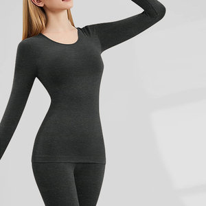 Women's Seamless Base Layer Set <strong>Thermal</strong> Underwear with Round Neck Long-Sleeved <strong>Top</strong> and Bottom Skin Friendly and Warm - Product Image 4