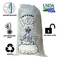 Sacs à glace en plastique transparents réutilisables et portables de 8 lb et 10 lb, imprimés sur mesure, avec cordon de serrage, pour la logistique frigorifique et l'emballage de refroidissement