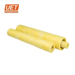 Alto isolamento termico giallo 80kg/m3 50mm spessore tubo di lana di vetro resistente al fuoco pianura in vendita