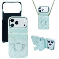 Étui portefeuille matelassé de luxe pour iPhone 18 Pro Max, porte-cartes enveloppe avec sangle chaîne amovible, coque antichoc