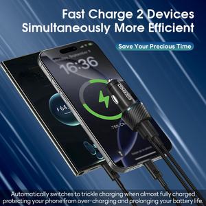 Chargeur de voiture ESEEKGO à compatibilité universelle CC-52C 52,5W QC22,5W+PD30W avec câble de charge Type-C vers C de 3,3 pieds pour la recharge en voiture - Product Image 3