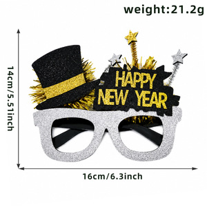 Gafas de Lentejuelas Negras y Doradas de Feliz Año Nuevo 2027, Recuerdos para Fiestas, Accesorios para Cabina de Fotos, Decoraciones para la Celebración de Nochevieja, Artículos Promocionales - Product Image 6