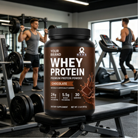 Poudre de concentré de protéines de lactosérum au goût cacao RH, 24 g de protéines par dose, faible teneur en matières grasses, faible teneur en sucre, complément alimentaire pour le soutien musculaire des adultes