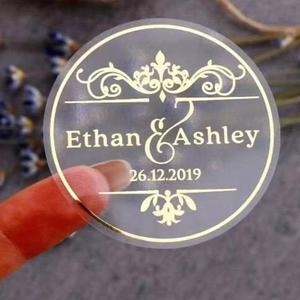 Tùy chỉnh in ấn trong suốt lá vàng không thấm nước nhãn Hot Bán 1inch Vòng Cảm ơn bạn Sticker - Product Image 1