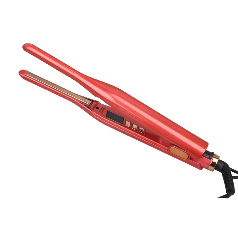 New arrival red design hair straightener with lcd display 360 swivel cord ionic flat iron hair straightener