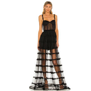 Abiti da sera lunghi trasparenti <span class=keywords><strong>in</strong></span> <span class=keywords><strong>Tulle</strong></span> Sexy senza maniche per feste estive alla moda da donna - Product Image 1