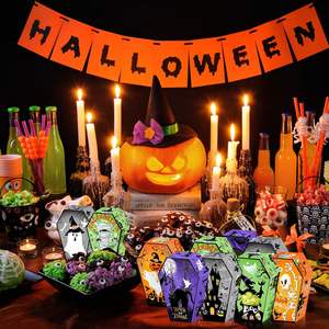 12Pcs Halloween Bonbons Boîte <span class=keywords><strong>Cercueil</strong></span> Forme Traiter Papier Boîte Crâne Chauve-Souris Fantôme Goodie Boîte <span class=keywords><strong>pour</strong></span> Joyeux Halloween Fête Décoration Fournitures - Product Image 6