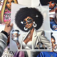 Autocollants en vinyle thermocollant lavables Plastisol pour filles noires, très demandés, pour vêtements et sacs