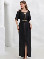SH0100 blanc élégant robes nouveau maroc femmes musulmanes Robe perlée brillant Abaya fête soirée modeste Eid manches courtes Robe Femme