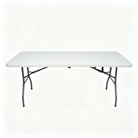 Ensemble de table et chaises pliantes d'extérieur modernes, durables, légères, blanches, rectangulaires, portables, imperméables et empilables