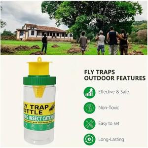 Trampa Ecológica para Moscas de la Fruta, Polvo No Tóxico para Matar Moscas, Recipiente Desechable Portátil para Atrapar Moscas en el Hogar y el Jardín, para Abejas y Avispas - Product Image 6