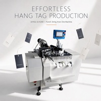 Machine automatique de pose d'étiquettes CE pour vêtements, en papier et plastique, avec fonctions de perforation, enfilage et nouage