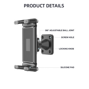 Wall Mount Tablet Holder Universal Tablet Stand Phone <strong>Bracket</strong> Adjustable Clamp 12-24.6cm Screw Fixed 4.7-15 Inch Black - Product Image 3