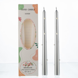 Bougies coniques métalliques avec décorations à pois faites à la main, bougies de dîner longues non parfumées pour la décoration de table de mariage - Product Image 6