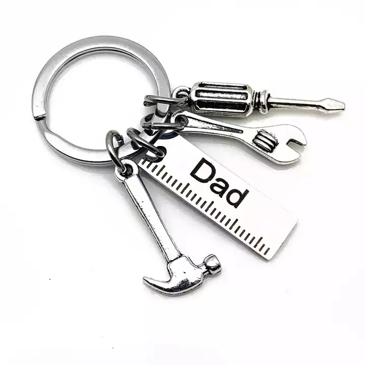 SC Happy Father's Day Keychain Stainless Steel Custom Keychain Tool Charm Wholesale Men Gifts Keychain for Father's Day