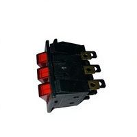 Interrupteur à bascule triple marche/arrêt moderne certifié CQC, lumière LED, matériau en laiton, modèle HM-RS-9PL, couleur de la lampe bleue, fonction SPST, 20A, IP11