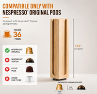 Support de rangement rotatif à 360 degrés en bois de pin pour 36 capsules de café Nespresso Original, organisateur de comptoir