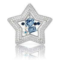 Broche Étoile à Cinq Branches de Luxe Exquise XILIANGFEIZI, Épingle de Corsage en Cuivre et Zircon de Haute Qualité, Accessoire Vestimentaire