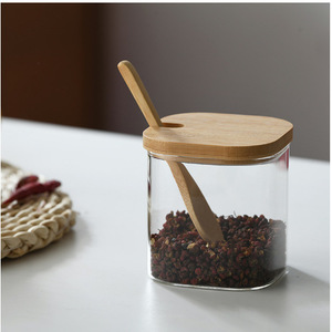 <span class=keywords><strong>Set</strong></span> di <span class=keywords><strong>3</strong></span> Barattoli in Vetro per Spezie con Coperchio in Bambù, Vendita Calda - Product Image 2